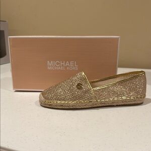 Michael Kors Gold Espadrilles with Glitter Finish